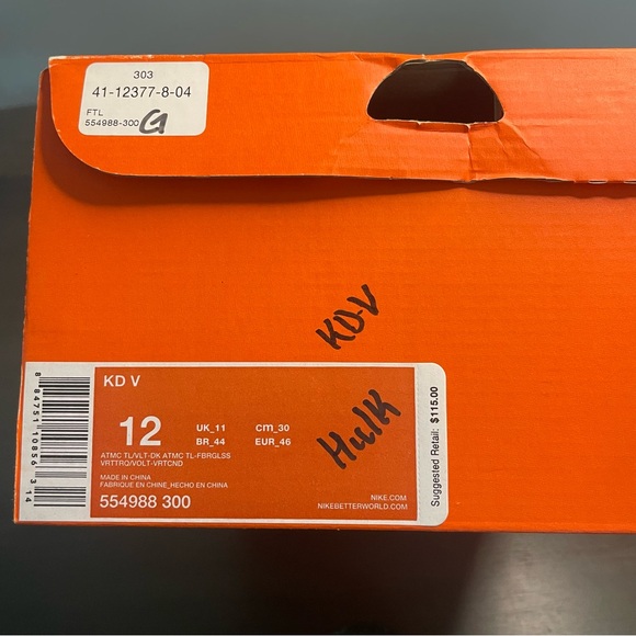 KD-5 Hulk Green Men's Basketball Shoes Nike Zoom Size 12 - Picture 3 of 13